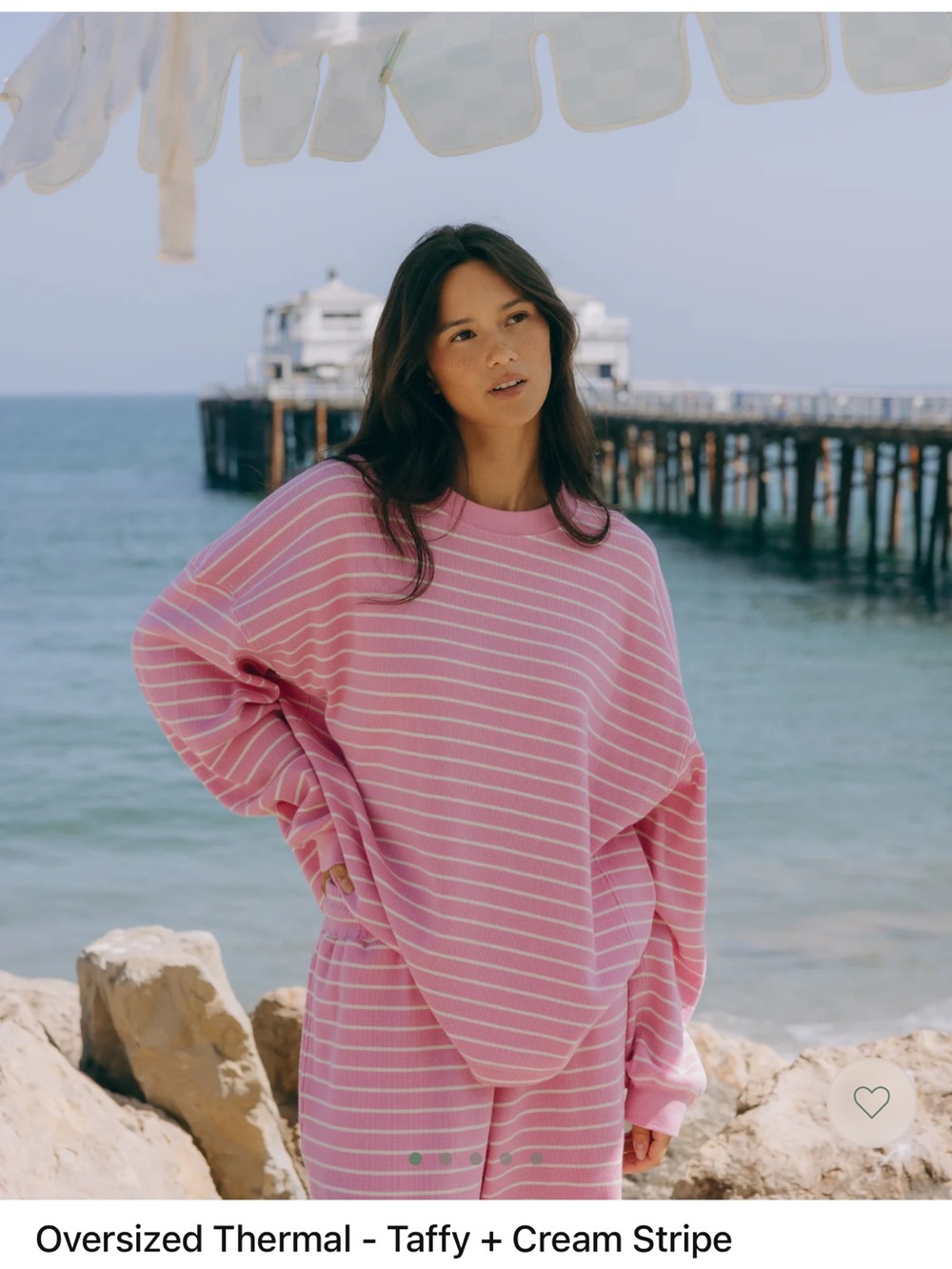Daily Drills Oversized Thermal Sweater and Pants in Taffy Pink & Cream Stripe